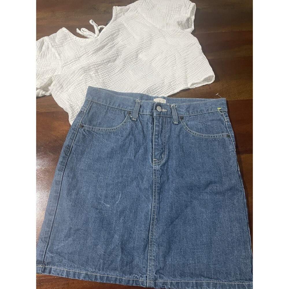 Womens Clothes Lot Calvin Klein Jeans Denim skirt 28 High Rise Top Small Preppy